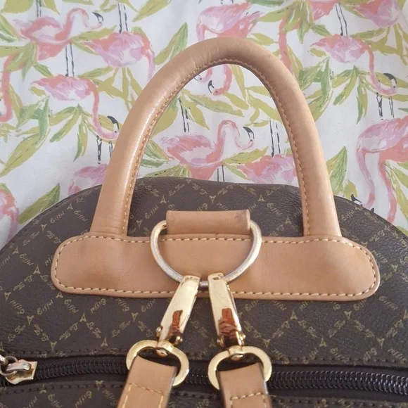 La Tour Effiel 80s Vintage Paris Women's Brown Book Bag Backpack - Picture 8 of 11